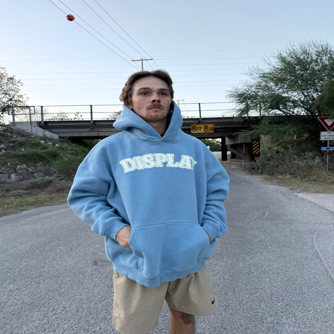 White Display Logo Fleeced Hoodie