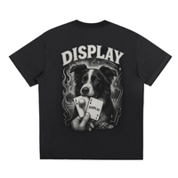 Black t-shirt with a graphic of a dog holding playing cards and the word 'DISPLAY'.