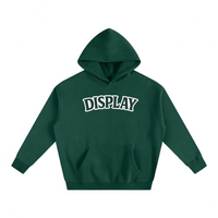 Green hoodie with 'DISPLAY' text on a white background